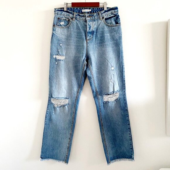 Avec Les Filles Straight Leg Distressed Jeans